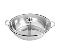 Hot Pot in acciaio inox con divisore, pentola con coperchio in vetro, per Hot Pot Set, coperchio con maniglia, hotel, ristoranti, case private, ecc. 1,48 kg/3,26 lbs