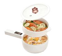 Hot Pot - Pentola elettrica con piroscafo, 1,6 l, mini pentola elettrica antiaderente, mini padella elettrica, funzione di programmazione, fornello rapido per casa, ufficio, dormitorio