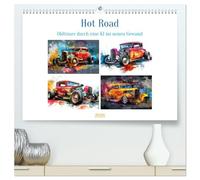 Hot Road - Oldtimer durch eine KI im neuen Gewand (hochwertiger Premium Wandkalender 2026 DIN A2 quer), Kunstdruck in Hochglanz: Tauchen Sie ein in ... Asphalt trifft und Nostalgie auf pure Kraft.