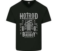 Hot Rod Americano Bad Boy Dragster Hotrod Maglietta In Cotone A V Per Uomo