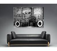 Hot Rod Vintage Car Classico Bianco e Nero Wall Arte locandina Grande Formato A0
