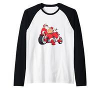 Hot Santa con Moto per Gli Amanti delle motociclette impertinenti Maglia con Maniche Raglan