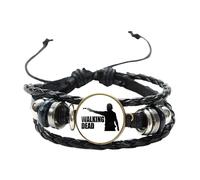 Hot! The Walking Dead Bracciale in pelle da uomo alla moda Rick Grimes nero bianco Silhouette vetro rotondo fascino braccialetto per fan