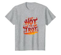 Hot to Go: Arte Grafica del trotto del Cavallo infuocato Maglietta, Bambini, Grigio Melange, 2 Anni