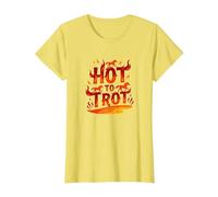 Hot to Go: Arte Grafica del trotto del Cavallo infuocato Maglietta, Donna, Limone, XL