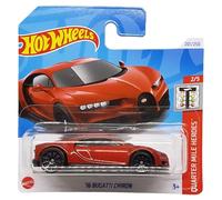 Hot Wheels '16 Bugatti Chiron Quarter Miles Heroes 2/5 (201/250) HTB88 Rosso 2024 + Protector Short Card Frikimonkey