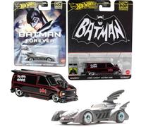 Hot Wheels 1966 Batman serie TV Batmobile Premium Classic Car + Forever Movie Edition + DC Comics Joker