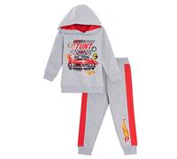Hot Wheels 2 Pz Tuta Completo, Felpa con Cappuccio e Pantaloni da Jogging per Bimbo (Grigio, 5-6 Anni)
