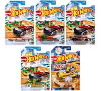 Hot Wheels 2024 Happy Holidays Christmas Mix Winter Set di 5 pezzi, scala 1:64 pressofuso X-mas