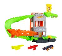 Hot Wheels City - Attacco del Coccodrillo, pista con due percorsi e ascensore a due piani, sfreccia con il veicolo incluso e sconfiggi il coccodrillo nemico, 3+ anni, JHL93