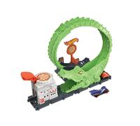Hot Wheels - Attacco sul Loop del Coccodrillo, pista con pizzeria e 1 macchinina Hot Wheels, pista regolabile che si collega ad altri set, giocattolo per bambini 4+ Anni, HKX39