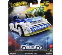 Hot Wheels Auto giocattolo da collezione Premium Car Culture, scala 1:64 Die-Cast '86 MG Metro 6R4, veicolo a goccia con pneumatici reali piloti