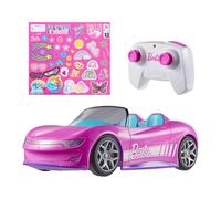 Hot Wheels Barbie - Cabrio RC, auto rosa telecomandata con sticker adesivi inclusi, posti per due bambole e bagagliaio apribile, giocattolo per bambini, 4+ anni, JBH05