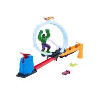 Hot Wheels - Spider-Man e Hulk Spacca, pista da corsa ispirata al film Spider-Man Day, con i due iconici supereroi Marvel e auto Superstar inclusi, JMR29