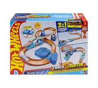Hot Wheels - Boosted Jump Speedway, set pista con box deluxe da costruire e booster motorizzato, macchinina in scala 1:64 inclusa, giocattolo per bambini, 5+ anni, JDB49