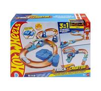 Hot Wheels - Boosted Jump Speedway, set pista con box deluxe da costruire e booster motorizzato, macchinina in scala 1:64 inclusa, giocattolo per bambini, 5+ anni, JDB49