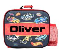 Hot Wheels Borsa termica per il pranzo per bambini, per ragazzi e ragazze, personalizzabile con nome, colore nero