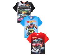 Hot Wheels Boys - Confezione da 3 magliette per bambini, confezione multipla, multicolore, 5-6 Anni