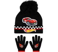 Hot Wheels Cappellino Bambino | Beanie E Guanti Invernali | One Size Nero