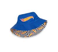 Hot Wheels Cappello da Pescatore Reversibile con Ruote | Design a Scacchiera in Bianco e Nero e Blu | Cappello da Abbigliamento Casual con Logo Protezione Solare