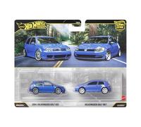 Hot Wheels: Volkswagen Gold R32 2004 e Volkswagen Golf MK7 deluxe, set di 2 modellini