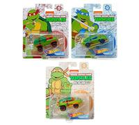 Hot Wheels Character Cars TMNT Teenage Mutant Turtles - Set di 3 veicoli pressofusi con Ninja Raffaello, Michelangelo e Leonardo