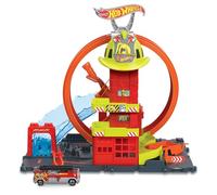 Hot Wheels - City Caserma dei Pompieri con Super Loop, con 1 macchinina, ascenso