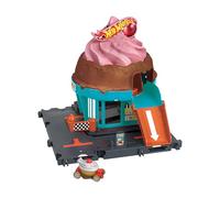 Hot Wheels 'Let's Race' Netflix - Gelateria con Vortice, playset a forma di cono gelato con pista e ascensore attivabile, include 1 macchinina Hot Wheels, giocattolo per bambini, 4+ anni, HTN77