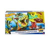 Hot Wheels City - Dragone di Fuoco, Set da Gioco con Stazione Vigili del Fuoco e Pista-Corpo del Drago da sconfiggere, 1 macchinina Inclusa, Giocattolo per Bambini, 5+ Anni, HJV70