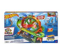 Hot Wheels City - Ruota Panoramica, playset con pista circolare attivabile con luci e suoni del luna park, 1 macchinina Hot Wheels inclusa, giocattolo per bambini, 3+ anni, HKX46