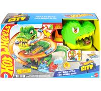 Hot Wheels City - T-Rex Battaglia Infuocata, playset stazione dei pompieri con d