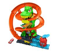 Hot Wheels City - T-Rex Battaglia Infuocata, playset stazione dei pompieri con d