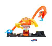 Hot Wheels City Toy Car Track Set, Pizza Slam Cobra Attack, Snake Tail Spiral Tr