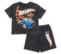 Hot Wheels Completo t-shirt e pantaloncini in spugna francese per bambino grande, Grigio antracite, 7-8