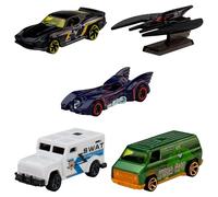 Hot Wheels - Veicoli Batman, set da collezione con 5 auto di varie tipologie a tema supereroe oscuro, macchinine in scala 1:64 con dettagli e decorazioni premium, 3+ anni, JLN10