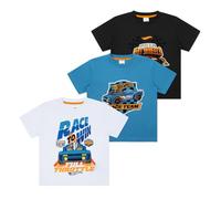 Hot Wheels Confezione da 3 magliette a maniche corte per ragazzi, confezione da 3, abbigliamento ufficiale, Blu/Nero/Bianco, 2-3 Anni