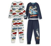 Hot Wheels Confezione Multipla di 2 Pigiami a Maniche Lunghe e Gambe Lunghe | Pigiama Multicolore con Design, Made to Race per Bambini