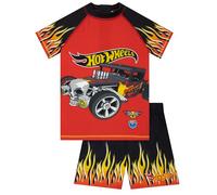 Hot Wheels Costume Piscina Bambino, Set Costume Bambini Manica Corta, Costume Nuoto Ragazzo, Rosso 5-6 Anni