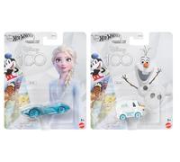 Hot Wheels Disney - 100 personaggi di Frozen Elsa e Olaf, veicoli pressofusi, confezione da 2, età 3+