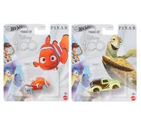 Hot Wheels Disney 100 Pixar Character Cars, Alla ricerca di Nemo Crush e Nemo, veicoli pressofusi, giocattoli da collezione, età 3+