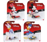 Hot Wheels Disney Character Cars - Confezione da 4 con Topolino, Minnie, Paperino e Paperina | Veicoli pressofusi in scala 1:64 - Mattel dai 3 anni in su