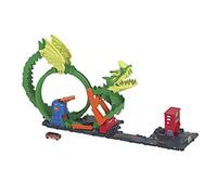 Hot Wheels-Dragone di Fuoco con 1 Veicolo Die-Cast Incluso e Stazione dei Pompie