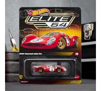 Hot Wheels Elite 64 1967 Ferrari 330 P4 - 1:64 Premium Die-Cast Collector Car Red Rosso Corsa con apertura posteriore Clamshell & Real Riders Ruote