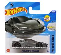 Hot Wheels Ferrari SF90 Stradale Supercar - Factory Fresh 5/5 - HYY08 - Short Card - grigio metallizzato - Mattel 2025 - modello di licenza - 1:64