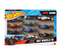 Hot Wheels Racing - Set Formula 1, 10 macchinine in scala 1:64 che rappresentano le scuderie della F1 2025 con dettagli speciali, per giocare o da collezione, 3+ anni, JMM24