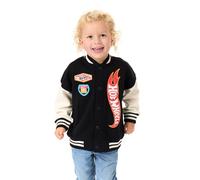 Hot Wheels Giacca Bomber per Bambini | Giacca Varsity con Stampa Grafica Logo Fiamma Nero per Bambini | Giacca per Bambini con Stampa Auto da Corsa Turbo con Cerniera