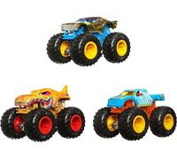 Hot Wheels - Hot Wheels Monster Trucks Color Shifters in scala 1:64, confezione da 3 monster truck con decorazioni che cambiano colore con l'acqua fredda e calda, giocattolo per bambini 3+ Anni, HGX20