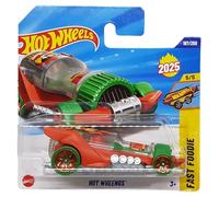 Hot Wheels Hot Wheengs HYW42 Fast Foodie 5/5 Short Card Hotdog Auto da corsa rosso verde Mattel 2025 1:64
