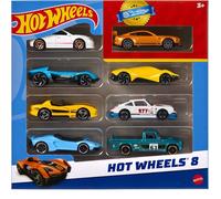 Hot Wheels - Set di 8 auto e camion, mix di veicoli scala 1:64 con 1 macchinina speciale inclusa, stili e dettagli diversi, giocattolo per bambini, 3+ anni, HPV78