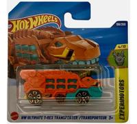 Hot Wheels - HW Ultimate T-Rex Transporter - Experimotors 4/10 - JBC10 - Short Card - veicolo di trasporto dinosauro arancione verde - Mattel 2025 - 1:64 - Modello fantasy in design T-Rex